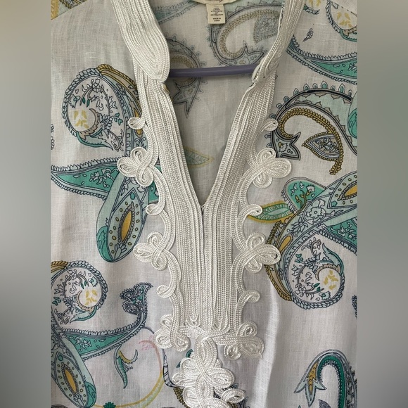 CHARTER CLUB LUXURY LINEN TUNIC BOHO HIP STYLISH BEAUTIFUL SOUCHE NECKLINE; XL - Picture 2 of 5